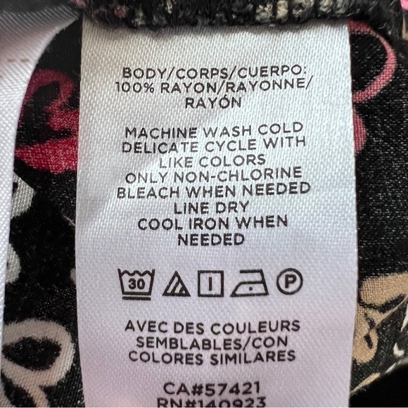 LOFT Black Multi-Color Hearts Print Long Sleeve Shirt Dress size XS - Picture 9 of 10